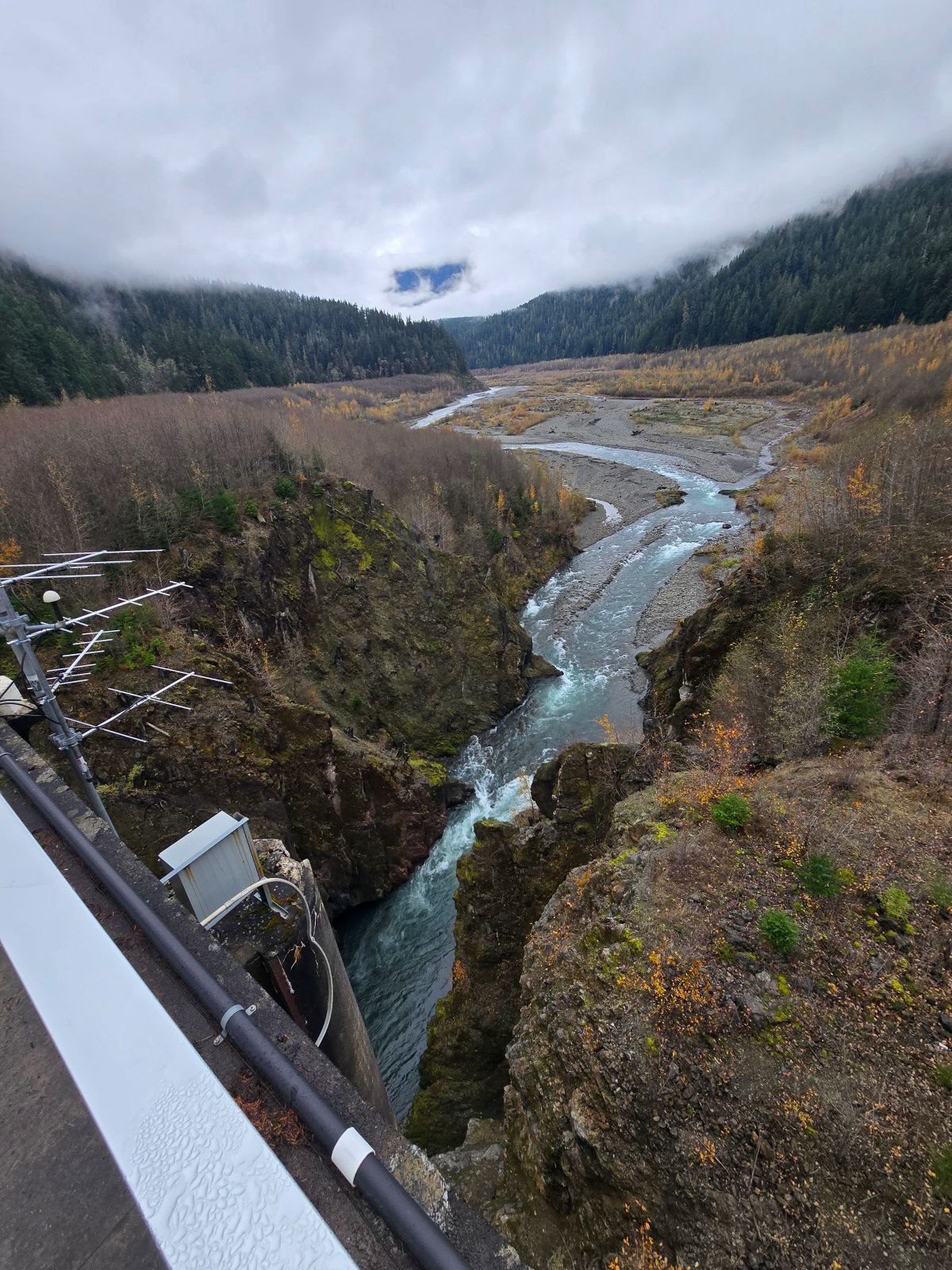 A view of the river valley from the top of the former Elwha Dam.